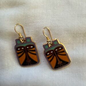 Laurel Burch vintage “Toshio” Lion Multicolor Earrings